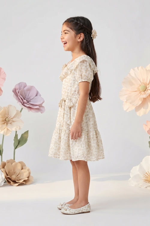 Gold Printed A-Line Frock M2039