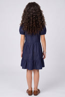Dark Blue Denim Tiered Shirt Dress  M2048