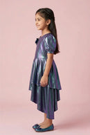 Purple One-Shoulder Shimmer Dress M2062