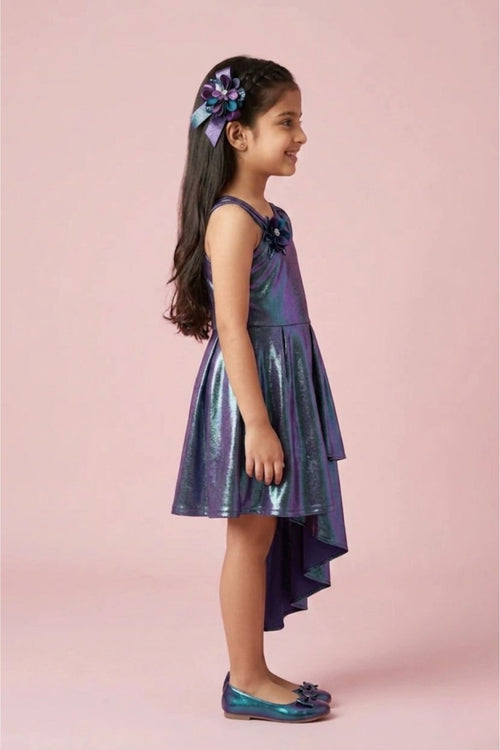 Purple One-Shoulder Shimmer Dress M2062