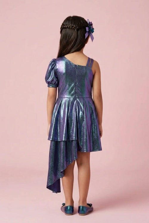 Purple One-Shoulder Shimmer Dress M2062