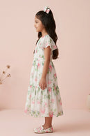 Flare Sleeves Blush Bloom Floral Tiered Dress M2076