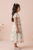 Flare Sleeves Blush Bloom Floral Tiered Dress M2076