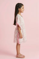Pink Garden Kaftan Dress with Crochet Trim M2095