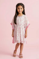 Pink Garden Kaftan Dress with Crochet Trim M2095
