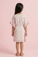 Pink Garden Kaftan Dress with Crochet Trim M2095