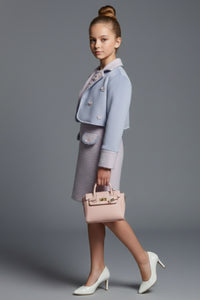 Tiny Girl Girls Co Ord Set Lavender Solid Knitted Winter Wear