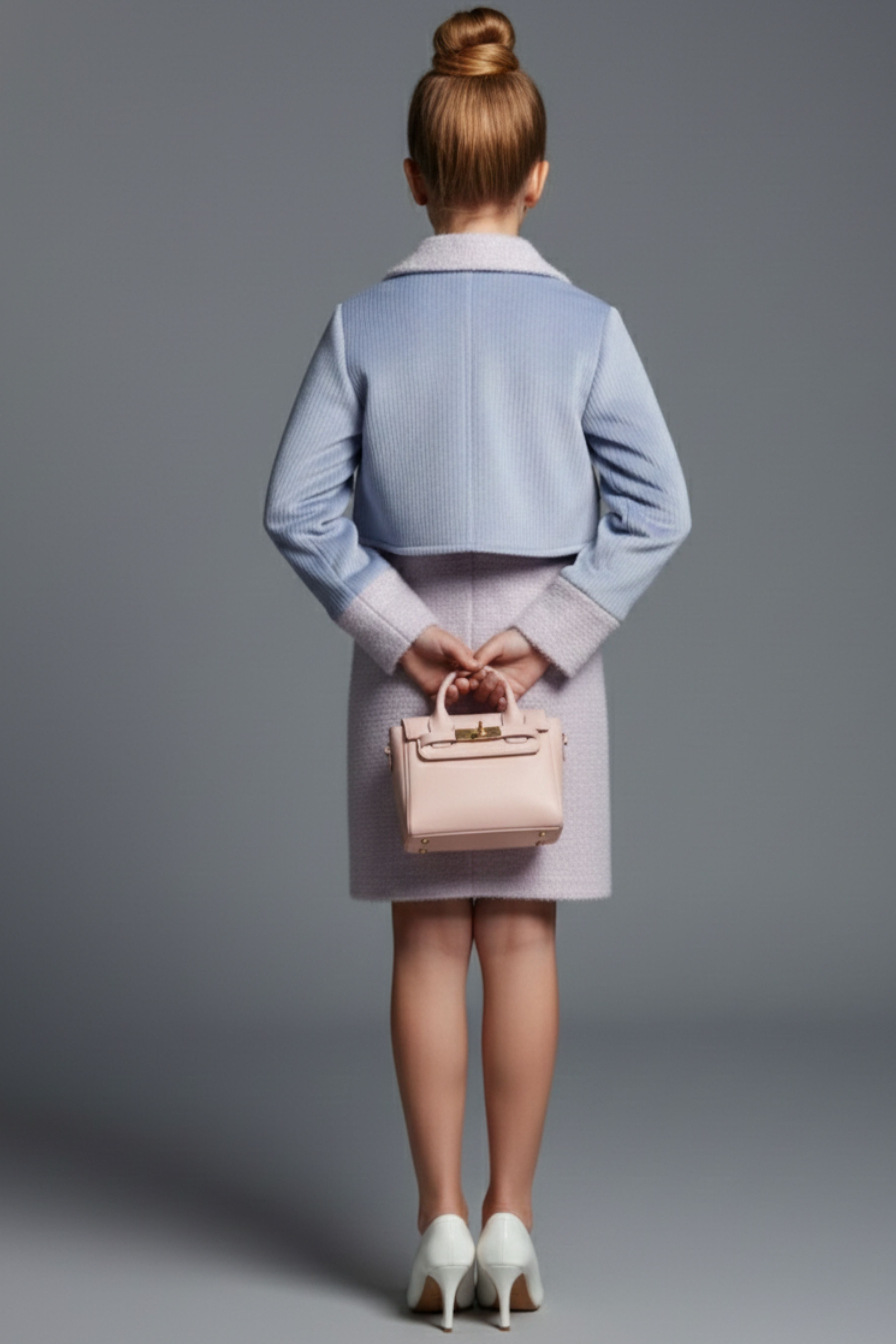 Tiny Girl Girls Co Ord Set Lavender Solid Knitted Winter Wear