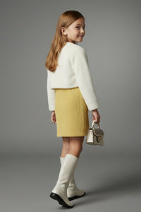 Tiny Girl Girls Dress Yellow Casual Solid Knitted Winter wear