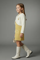 Tiny Girl Girls Dress Yellow Casual Solid Knitted Winter wear