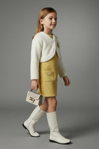 Tiny Girl Girls Dress Yellow Casual Solid Knitted Winter wear