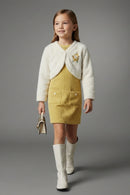 Tiny Girl Girls Dress Yellow Casual Solid Knitted Winter wear