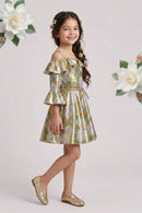 Green Butterfly Print Frock M2143