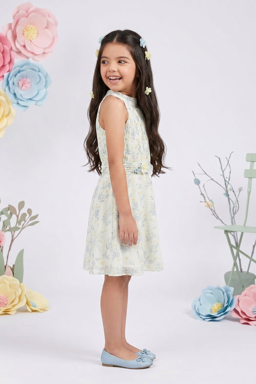 Lemon Floral Halter Neck Dress M2217