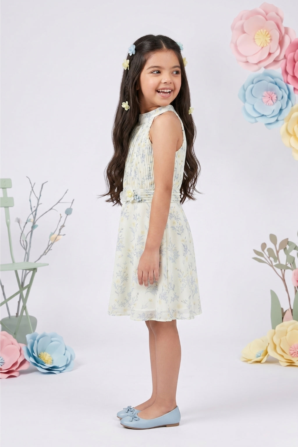 Lemon Floral Halter Neck Dress M2217