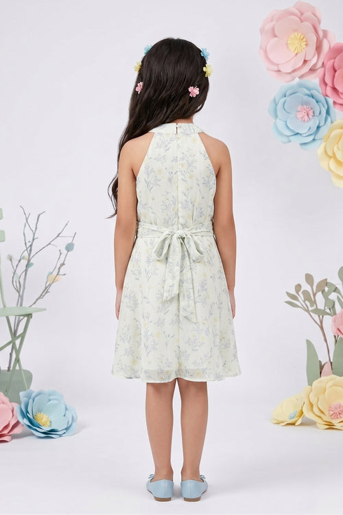 Lemon Floral Halter Neck Dress M2217