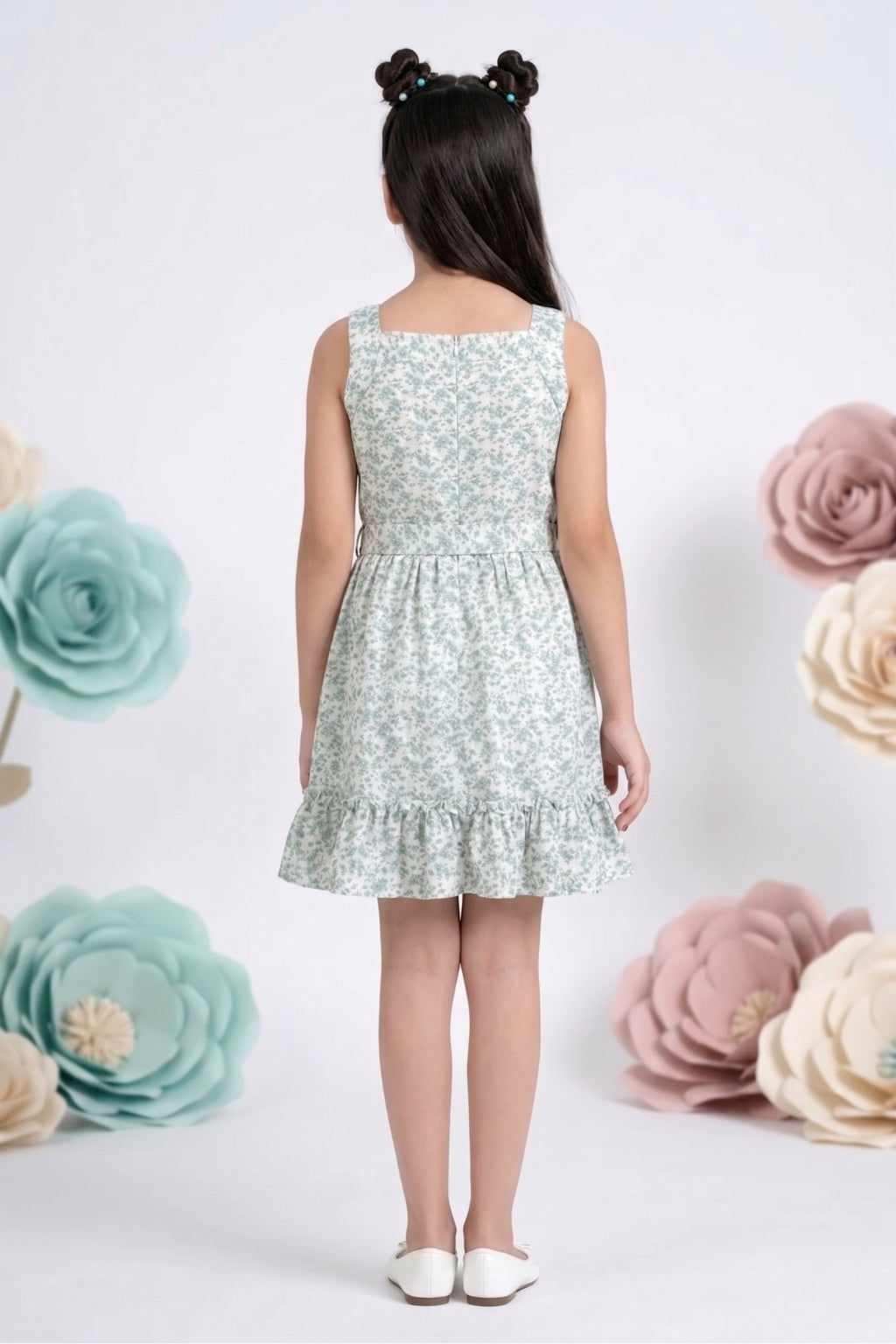 Spaghetti Strap Sleeveless Green Midi Dress M2218