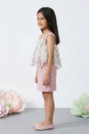 Pink & White Floral Layered Party Dress M2219