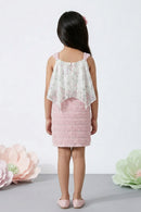 Pink & White Floral Layered Party Dress M2219