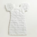 Ivory Sequin Textured Dress with Feather Sleeves M2242