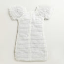 Ivory Sequin Textured Dress with Feather Sleeves M2242