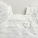 Ivory Sequin Textured Dress with Feather Sleeves M2242