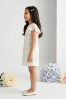 Girls Blue Sequin Party Dress with Flutter Sleeves M2245