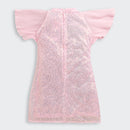 Blush Pink Sequin Dress with Pleated Flutter Sleeves M2256