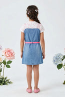 Blue Denim Pinafore Dress with Polka Dot Tee M2257