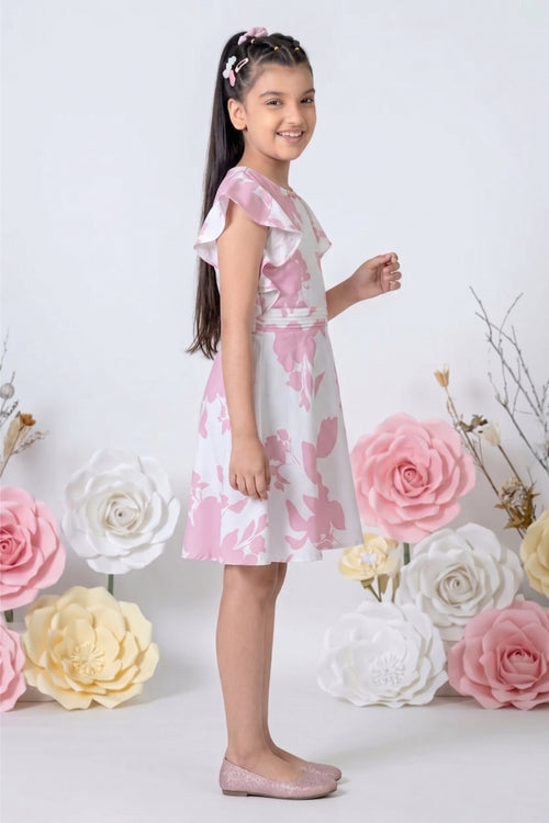 Pink Flutter Sleeve Dress M2259