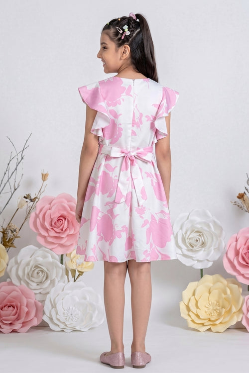 Pink Flutter Sleeve Dress M2259