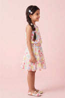 Girls Red Floral Layered Frock M2261