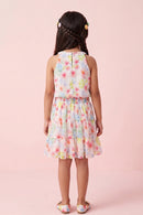 Girls Red Floral Layered Frock M2261