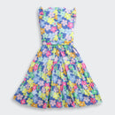 Blue Multicolour Floral Tiered Dress M2262