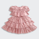 Onion Pink Satin Tiered Party Dress M2265
