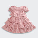 Onion Pink Satin Tiered Party Dress M2265
