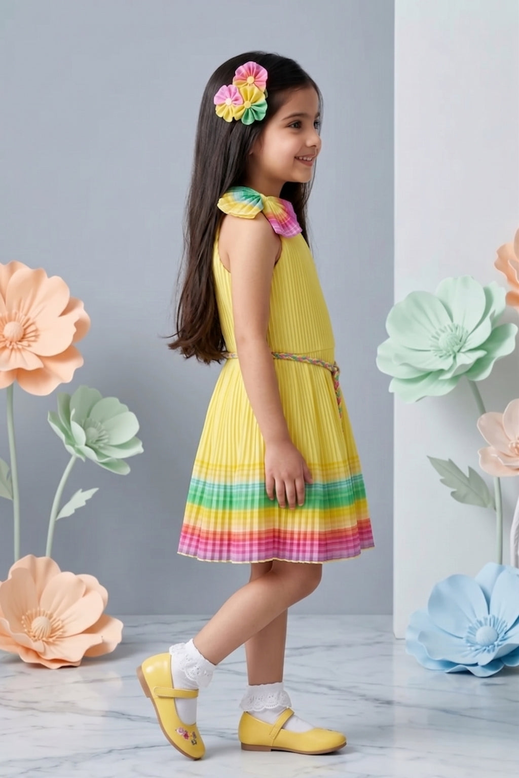 Coral Bow Belt Party Dress M2274