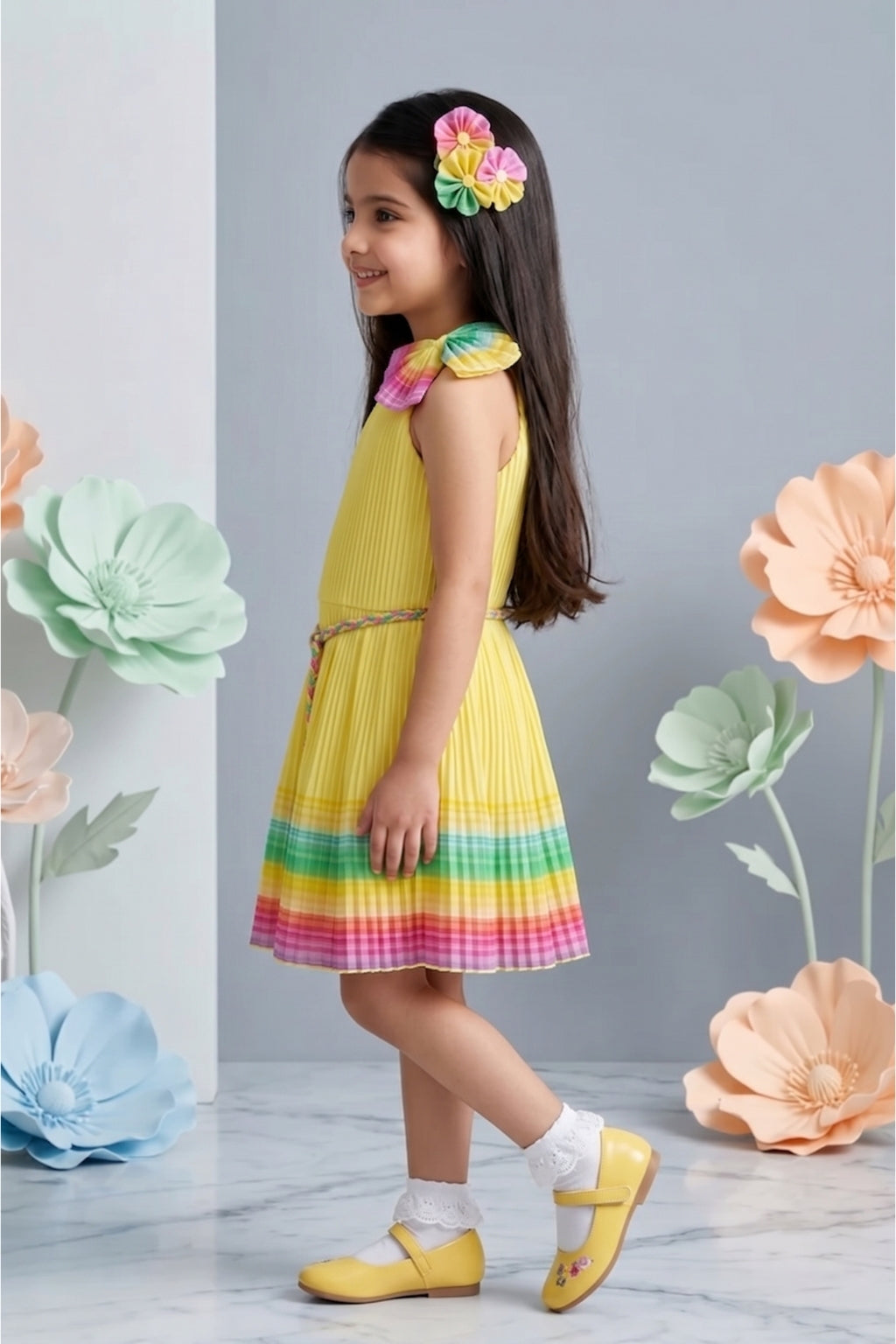 Coral Bow Belt Party Dress M2274