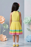 Coral Bow Belt Party Dress M2274