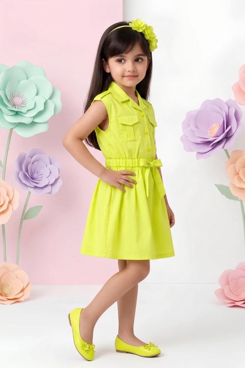 Collar Neck Midi Dress with Cargo Pockets M2278