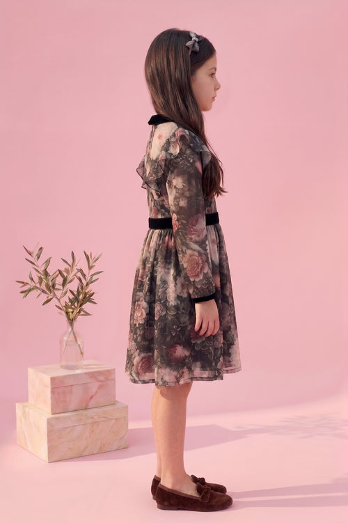 Blue Butterfly Print Dress M2303
