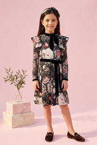 Blue Butterfly Print Dress M2303