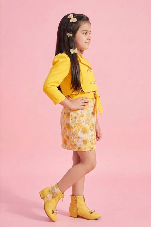 Yellow Floral Top & Skirt Co-Ord Set M2313