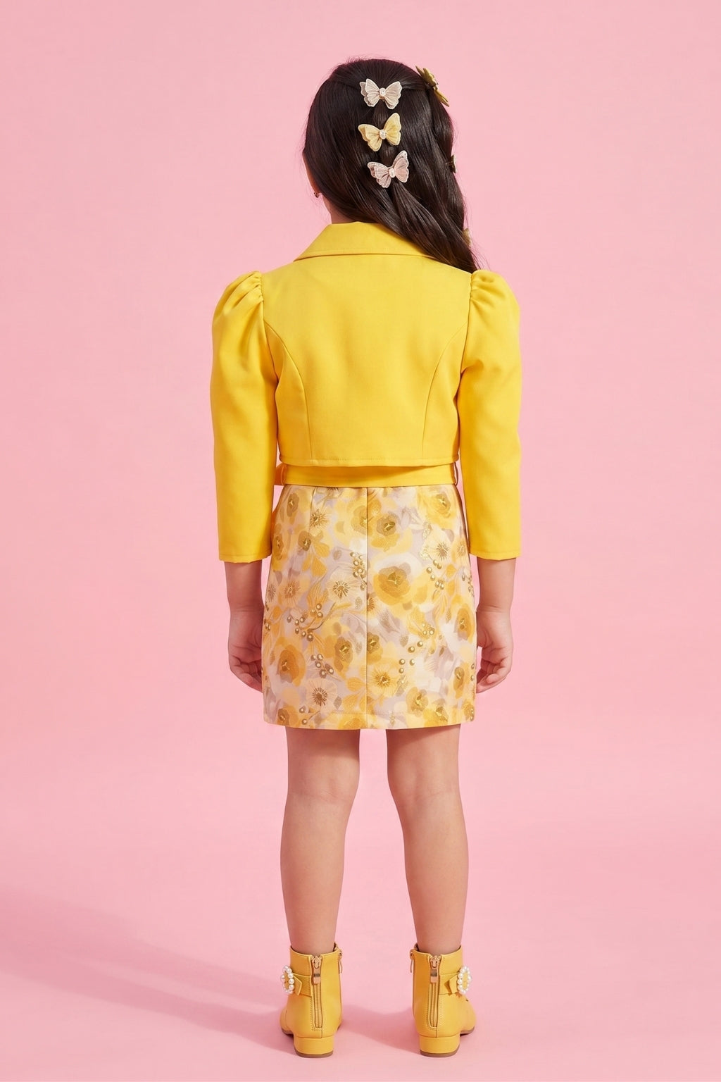 Yellow Floral Top & Skirt Co-Ord Set M2313