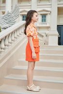 Orange Printed Midi with Pockets M2320