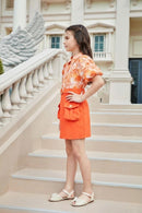 Orange Printed Midi with Pockets M2320