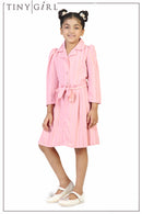 Tiny Girl Polyester Safari Collar Full Sleeves Peach MidI