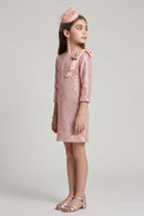 Peach Sequin Embellished Partywear Dress M2345