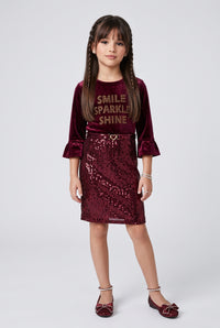Maroon Velvet Sequin Midi M2349