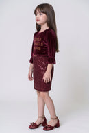 Maroon Velvet Sequin Midi M2349